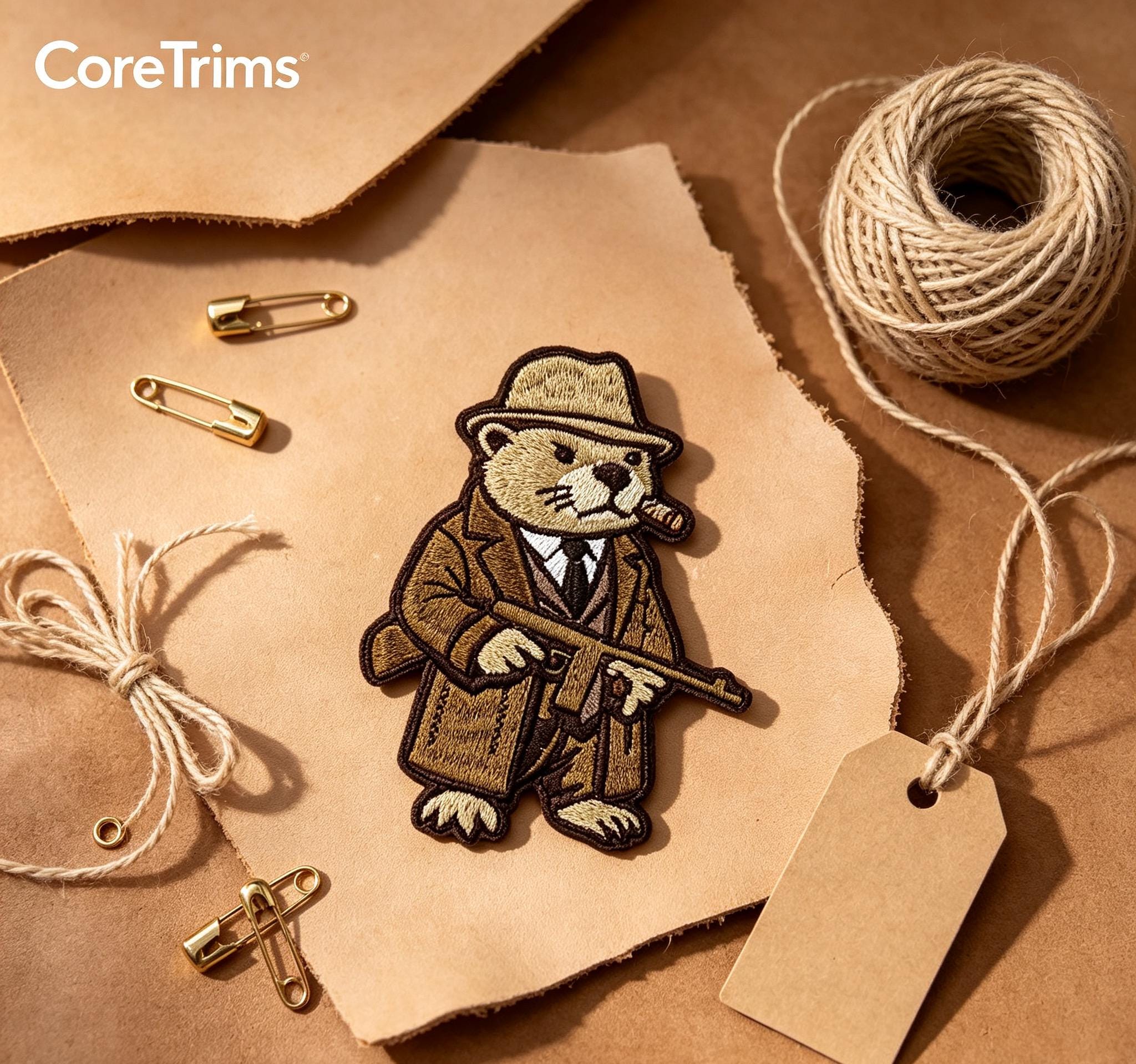 Gangster Beaver Meme  Patch – Mobster Animal with Tommy Gun Embroidered Iron-On Appliqué, Funny Cartoon