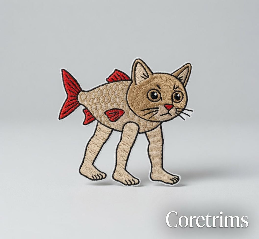 Trulimero Trulicina Catfish Meme |Fish Patch – Funny Cat-Fish Hybrid Embroidered Iron-On Appliqué, Cute Animal Patch