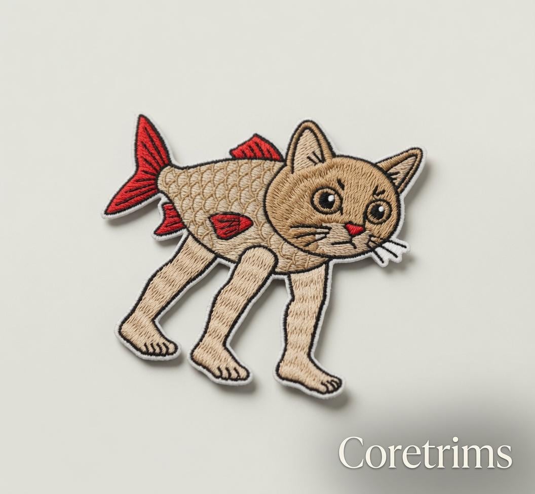 Trulimero Trulicina Catfish Meme |Fish Patch – Funny Cat-Fish Hybrid Embroidered Iron-On Appliqué, Cute Animal Patch