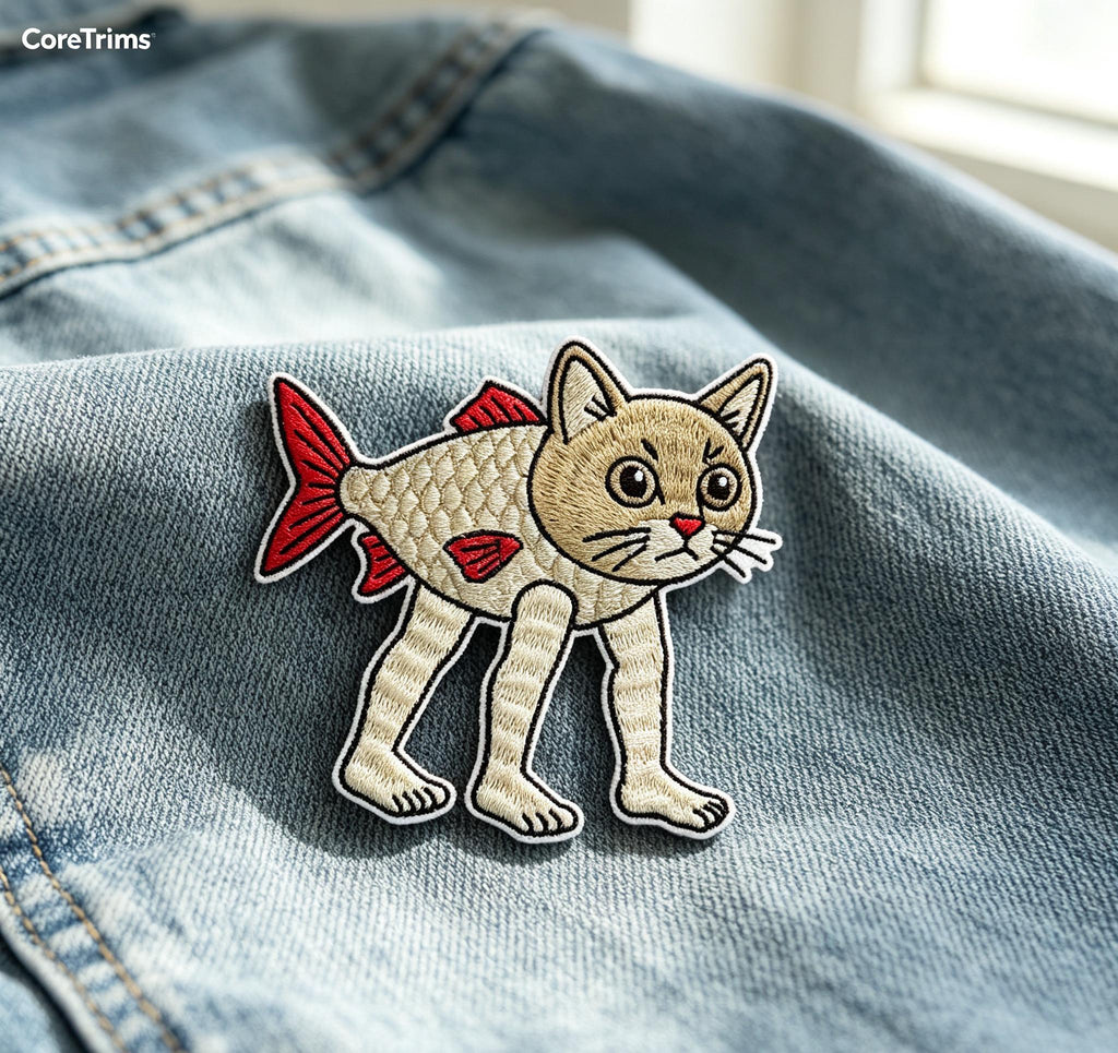 Trulimero Trulicina Catfish Meme |Fish Patch – Funny Cat-Fish Hybrid Embroidered Iron-On Appliqué, Cute Animal Patch