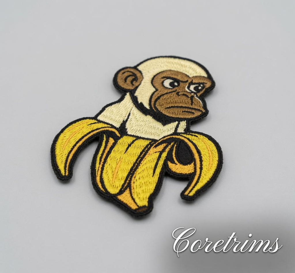 Chimpanzini Bananini Monkey Banana Italian Brainrot Meme Embroidered Iron-On Patch for Backpacks Hats Hoodies