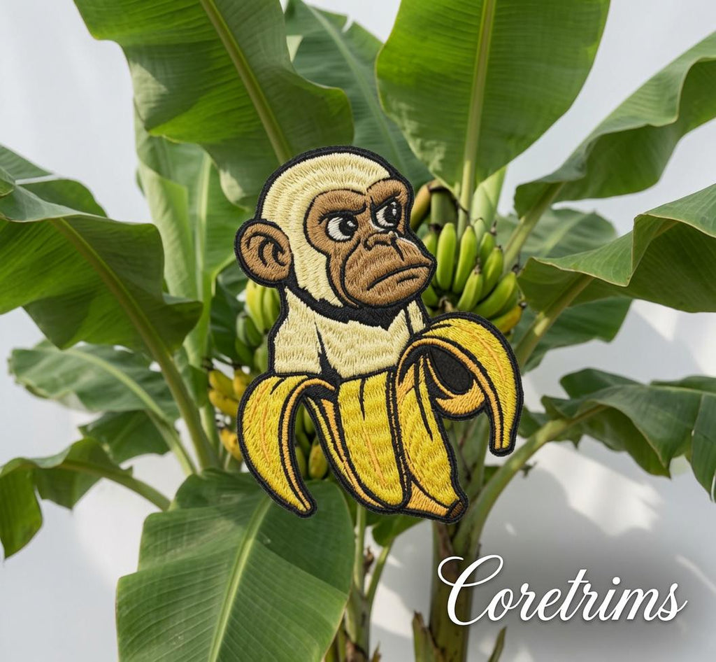 Chimpanzini Bananini Monkey Banana Italian Brainrot Meme Embroidered Iron-On Patch for Backpacks Hats Hoodies