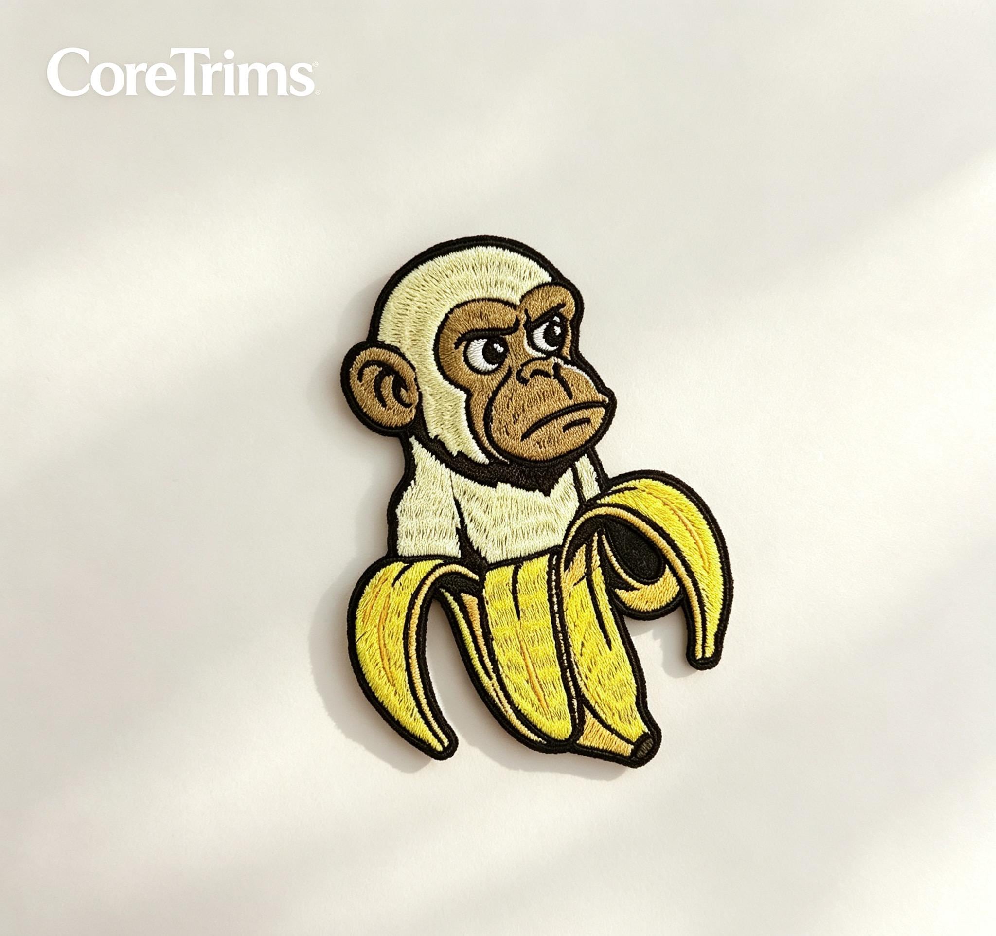 Chimpanzini Bananini Monkey Banana Italian Brainrot Meme Embroidered Iron-On Patch for Backpacks Hats Hoodies