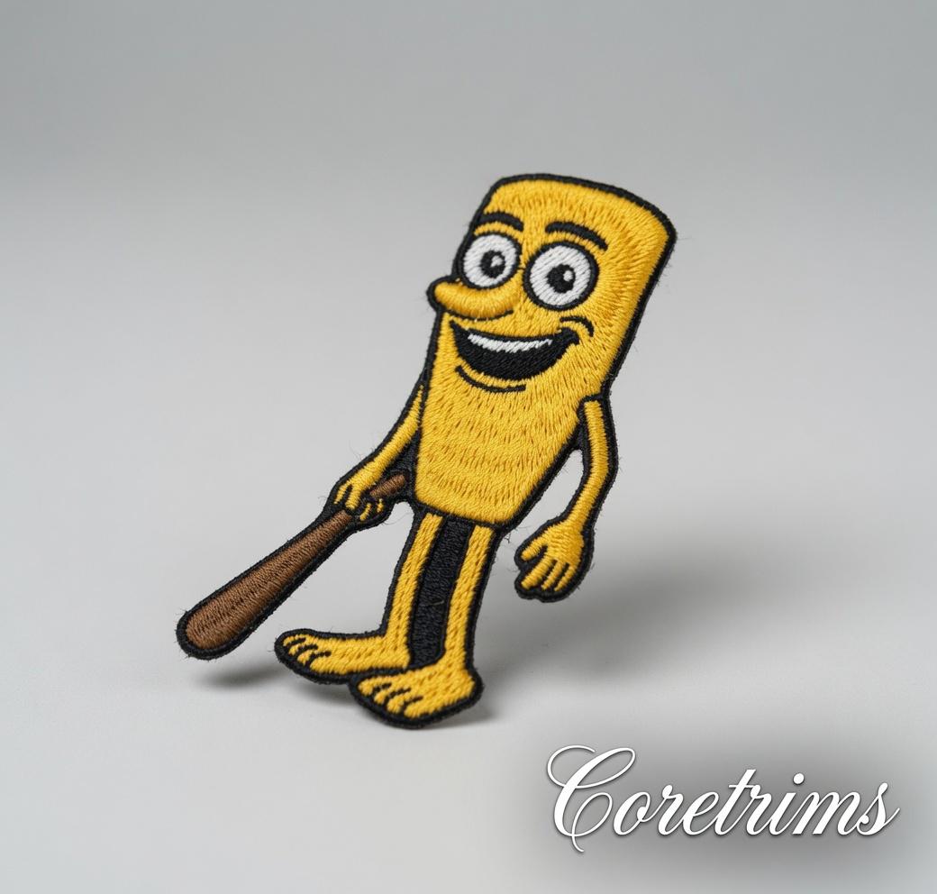 Tung Tung Tung Sahur Italian Brainrot  |  Baseball Bat  Patch – Funny Cartoon Bat with Bat Embroidered Iron-On Appliqué, Sporty Fun Patch
