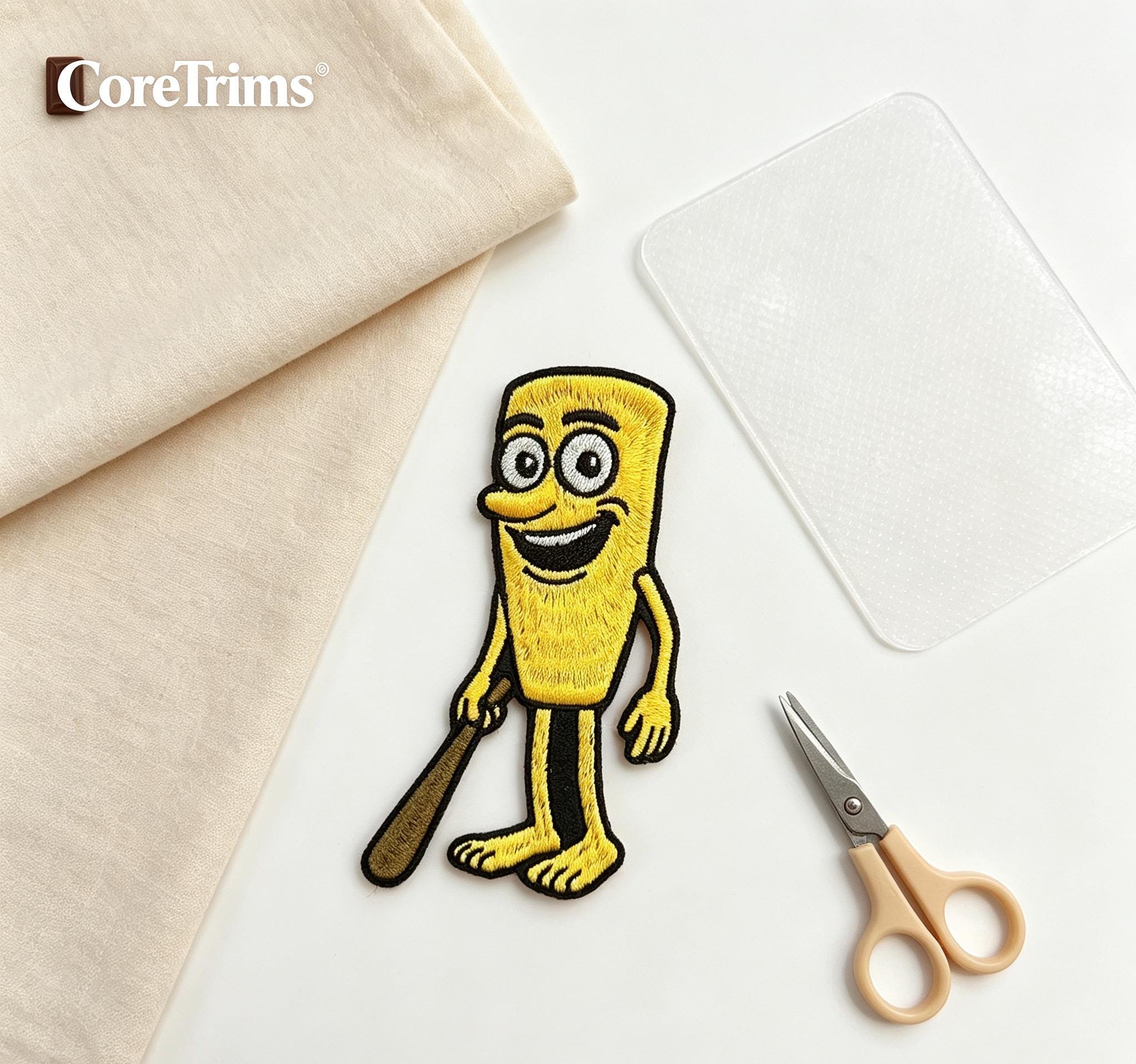 Tung Tung Tung Sahur Italian Brainrot  |  Baseball Bat  Patch – Funny Cartoon Bat with Bat Embroidered Iron-On Appliqué, Sporty Fun Patch