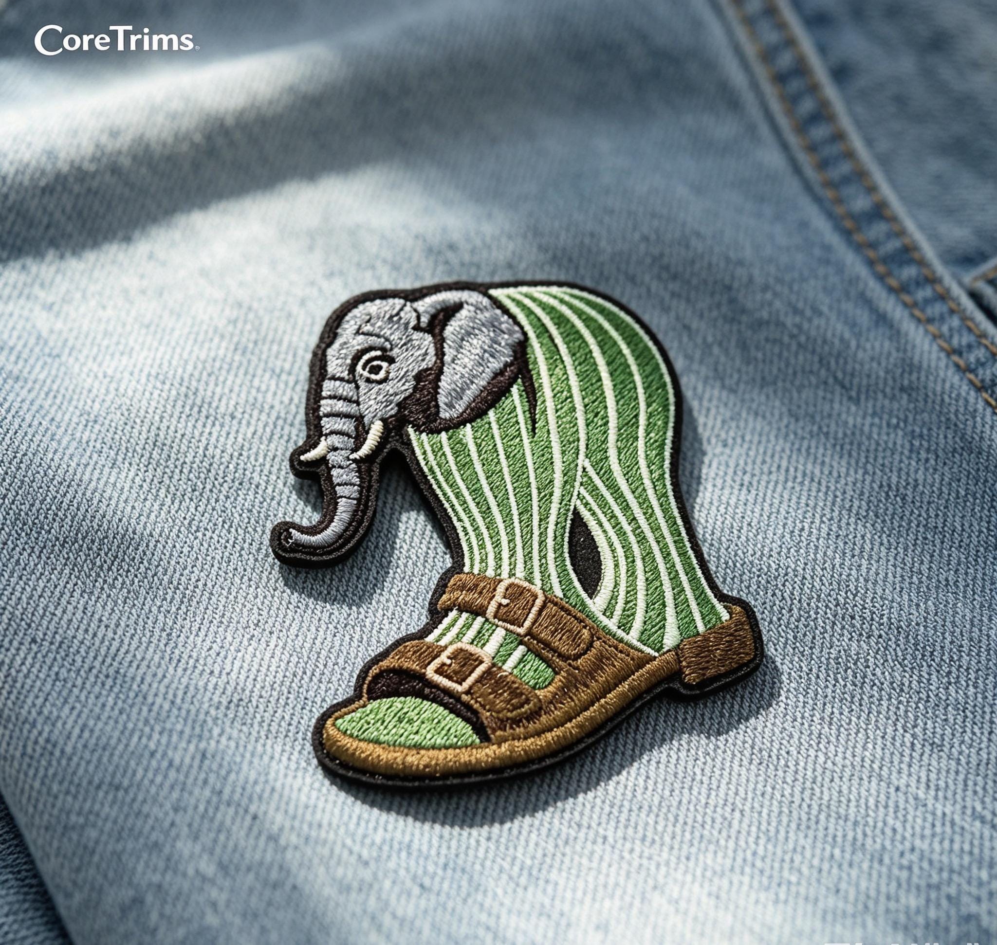 Lirili Larila Cactus Elephant Sandal Meme Patch , Elephant in Sandal Patch – Funny Elephant Sock & Sandal Embroidered Iron-On Appliqué