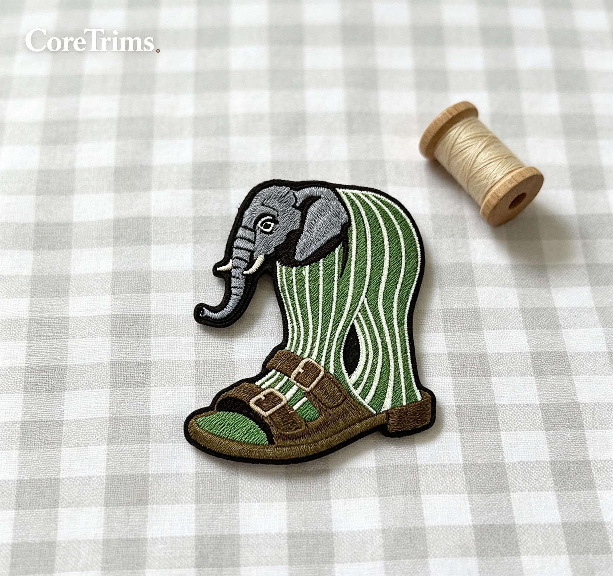 Lirili Larila Cactus Elephant Sandal Meme Patch , Elephant in Sandal Patch – Funny Elephant Sock & Sandal Embroidered Iron-On Appliqué