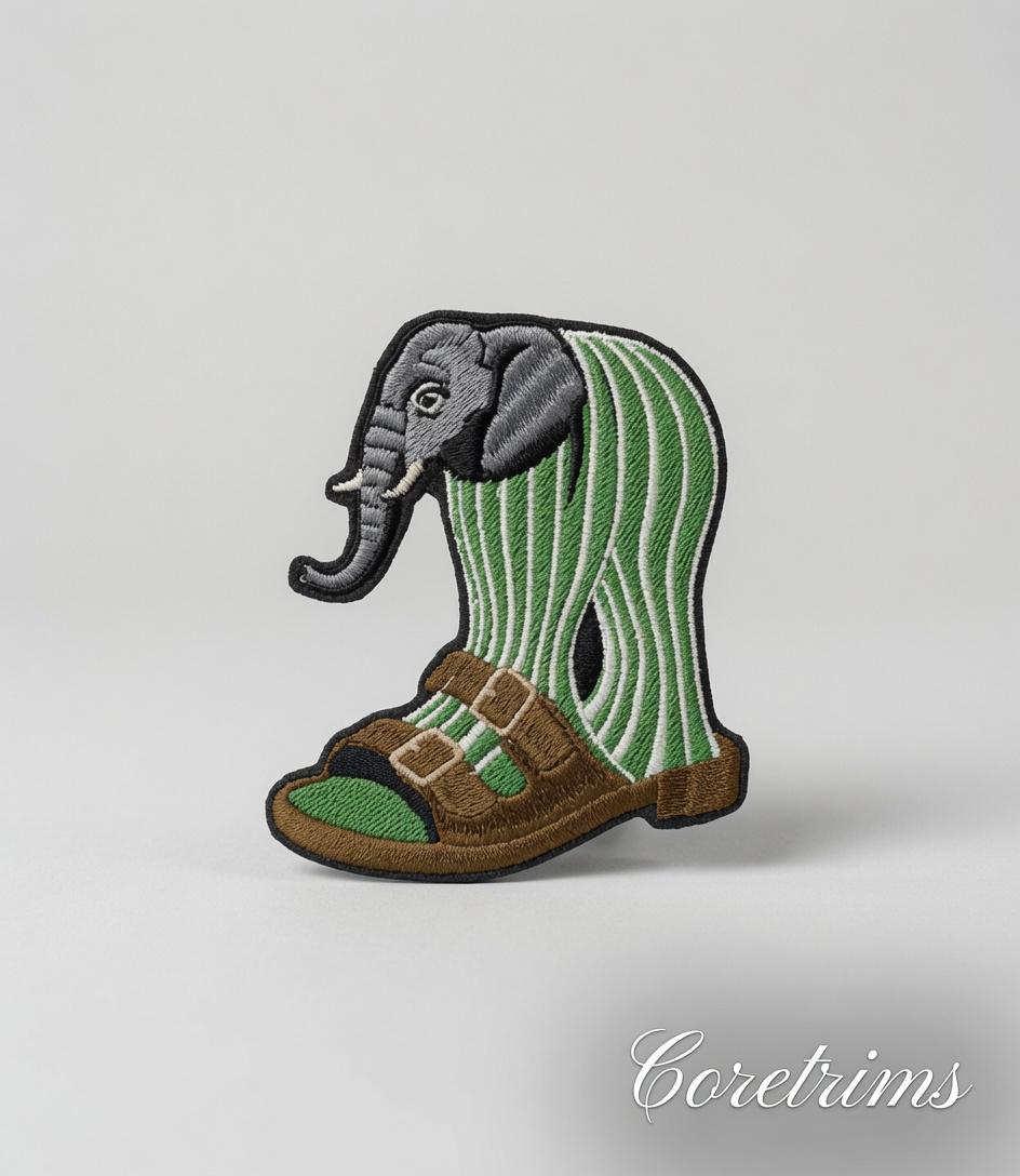 Lirili Larila Cactus Elephant Sandal Meme Patch , Elephant in Sandal Patch – Funny Elephant Sock & Sandal Embroidered Iron-On Appliqué