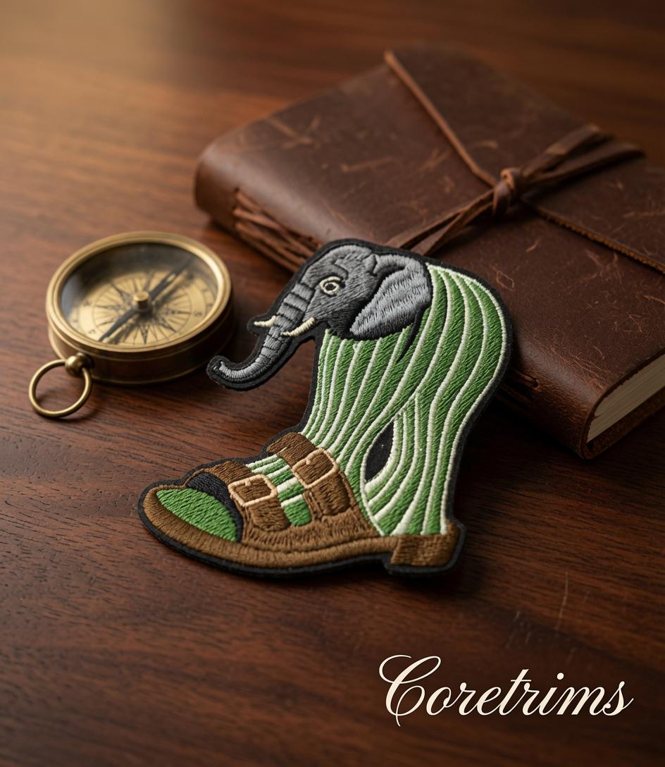 Lirili Larila Cactus Elephant Sandal Meme Patch , Elephant in Sandal Patch – Funny Elephant Sock & Sandal Embroidered Iron-On Appliqué