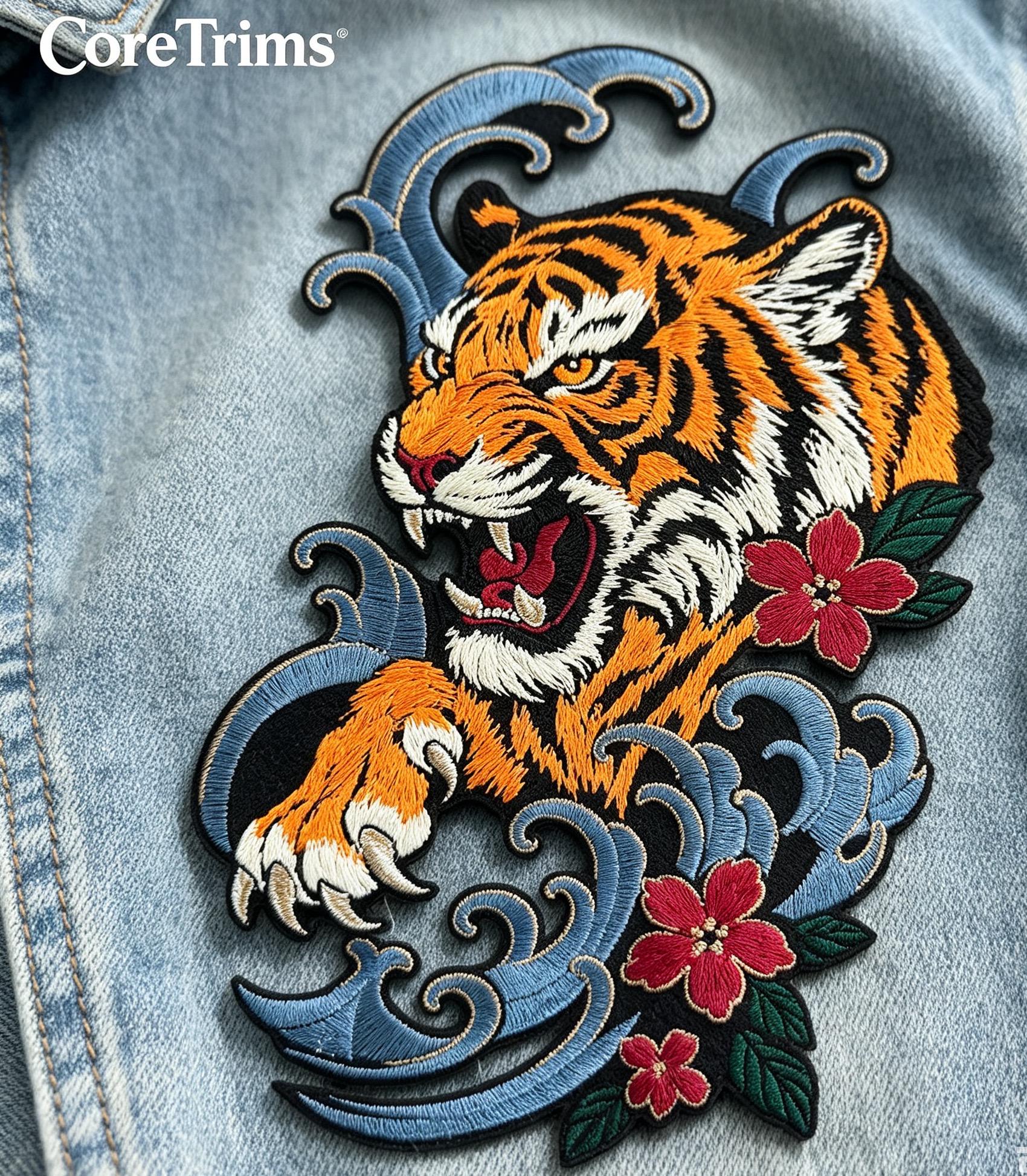 Japanese Style Roaring Tiger Embroidered Patch – product image 4