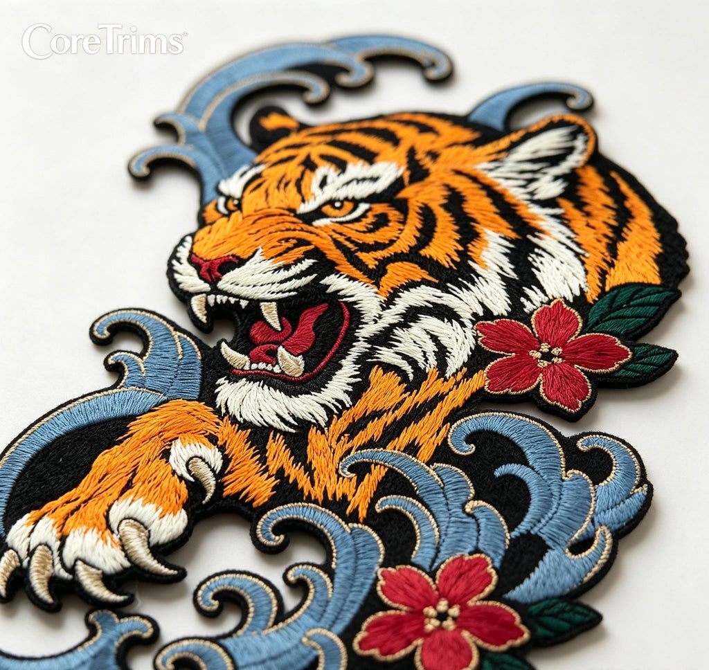 Japanese Style Roaring Tiger Embroidered Patch – product image 7
