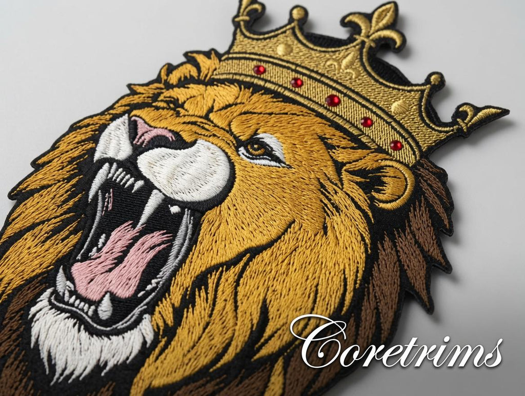 Crowned Roaring Lion Embroidered Iron-On Patch - image 2