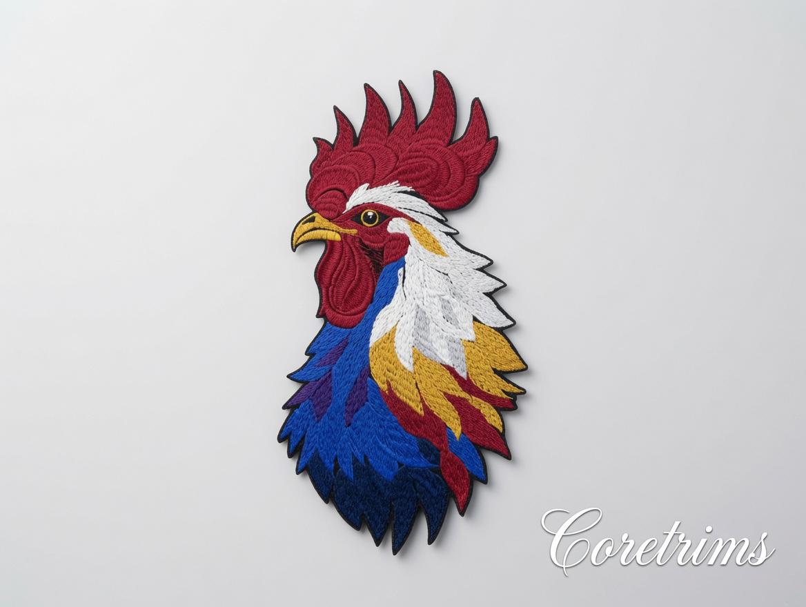 Colorful Rooster Embroidered Iron-On Patch - image 5