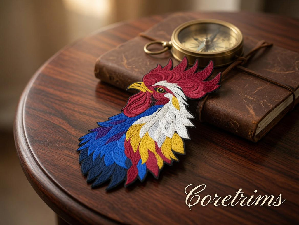 Colorful Rooster Embroidered Iron-On Patch - image 2