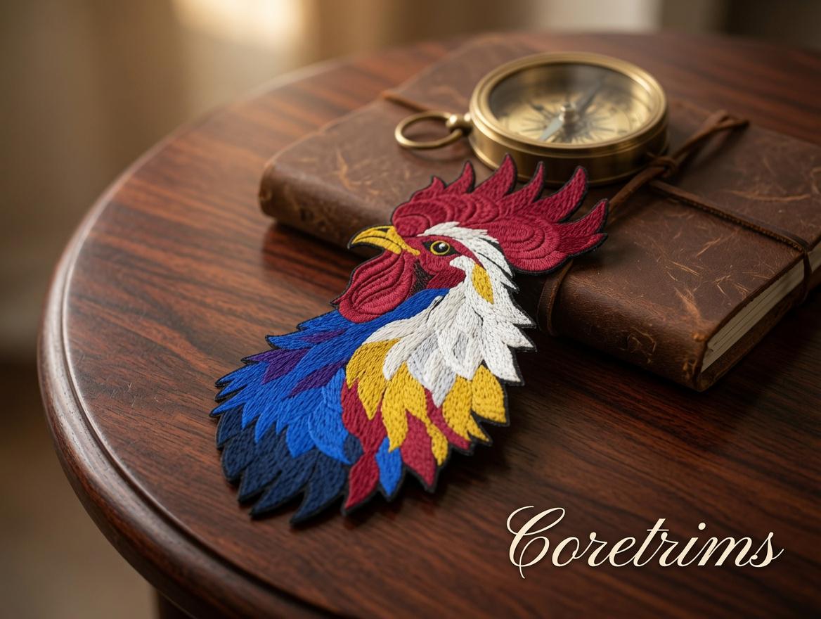 Colorful Rooster Embroidered Iron-On Patch - image 2