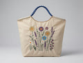 Custom Embroidered Wildflower Tote Bag Daisy Lavender Floral Canvas Shopping Bag Nature Style Gift Made to Order