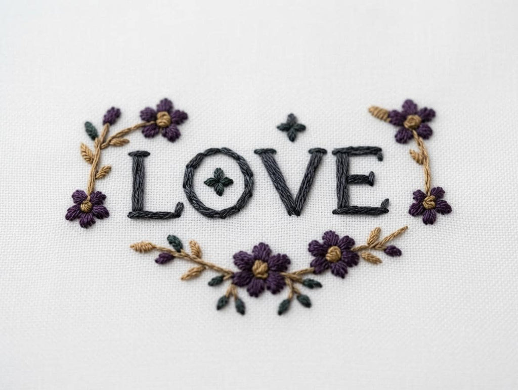 Custom Embroidered LOVE Floral Heart Napkin With Pearl Rhinestones Romantic Word Handkerchief Wedding Gift Made to Order
