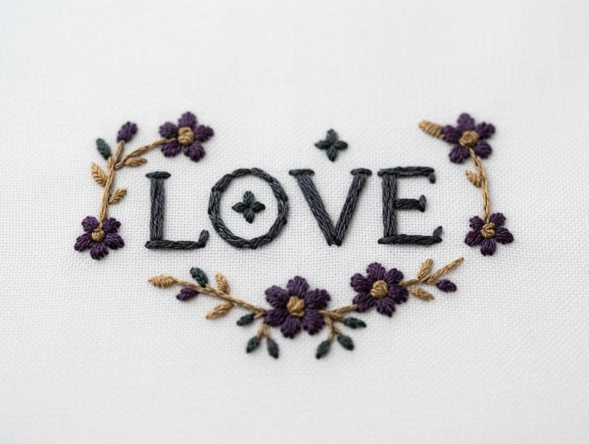Custom Embroidered LOVE Floral Heart Napkin With Pearl Rhinestones Romantic Word Handkerchief Wedding Gift Made to Order