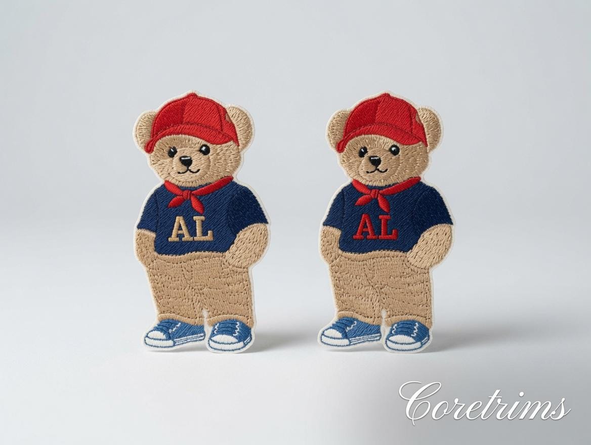 Preppy Bear Iron-On Embroidered Patch Set - image 2