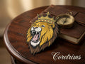 Crowned Roaring Lion Embroidered Iron-On Patch - image 1