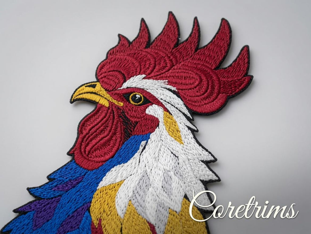 Colorful Rooster Embroidered Iron-On Patch - image 3