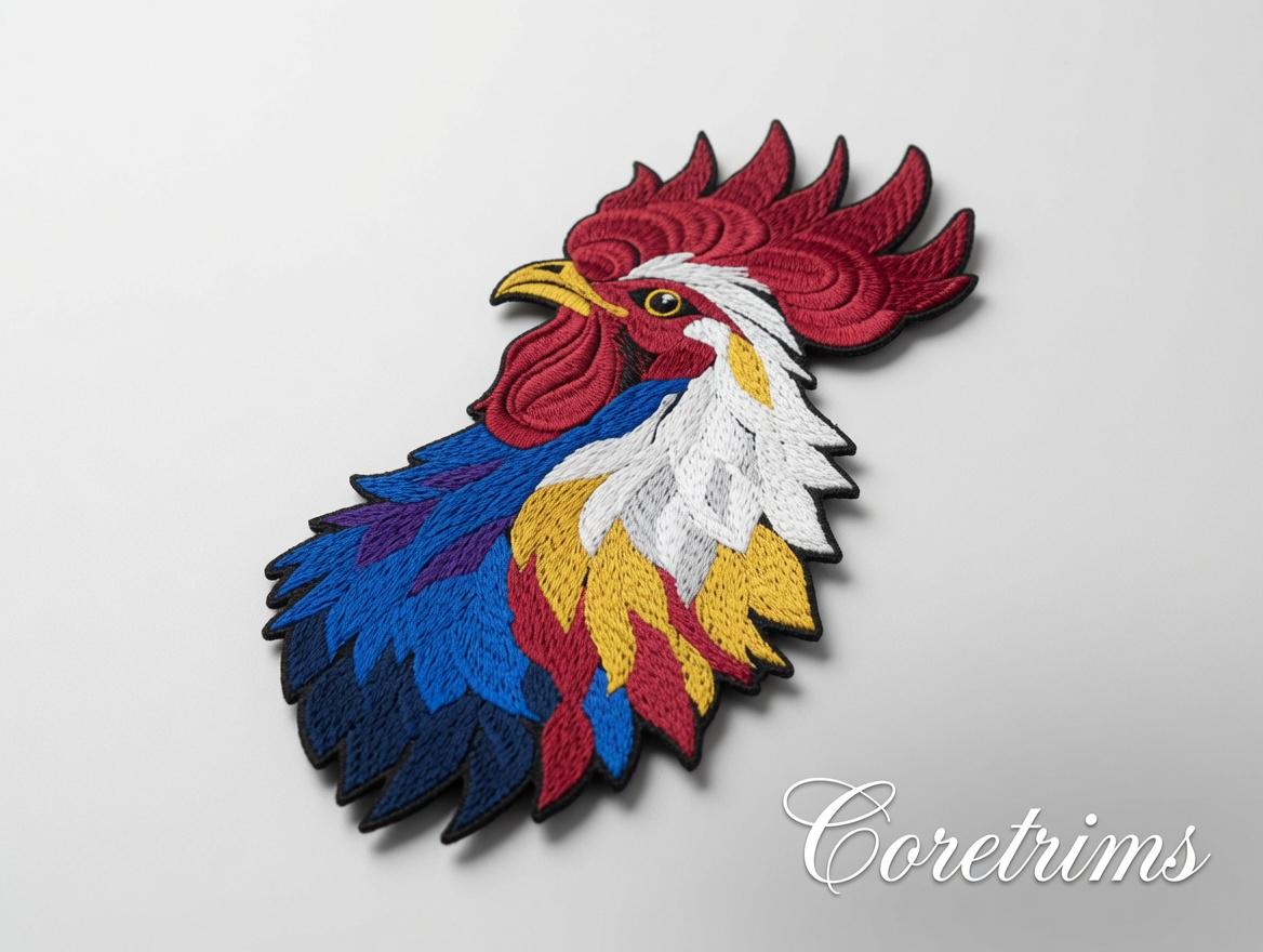 Colorful Rooster Embroidered Iron-On Patch - image 4