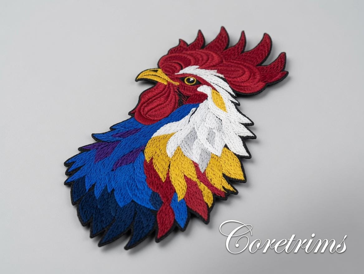 Colorful Rooster Embroidered Iron-On Patch - image 6