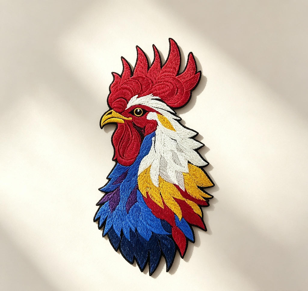 Colorful Rooster Embroidered Iron-On Patch - image 7