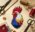 Colorful Rooster Embroidered Iron-On Patch - image 1