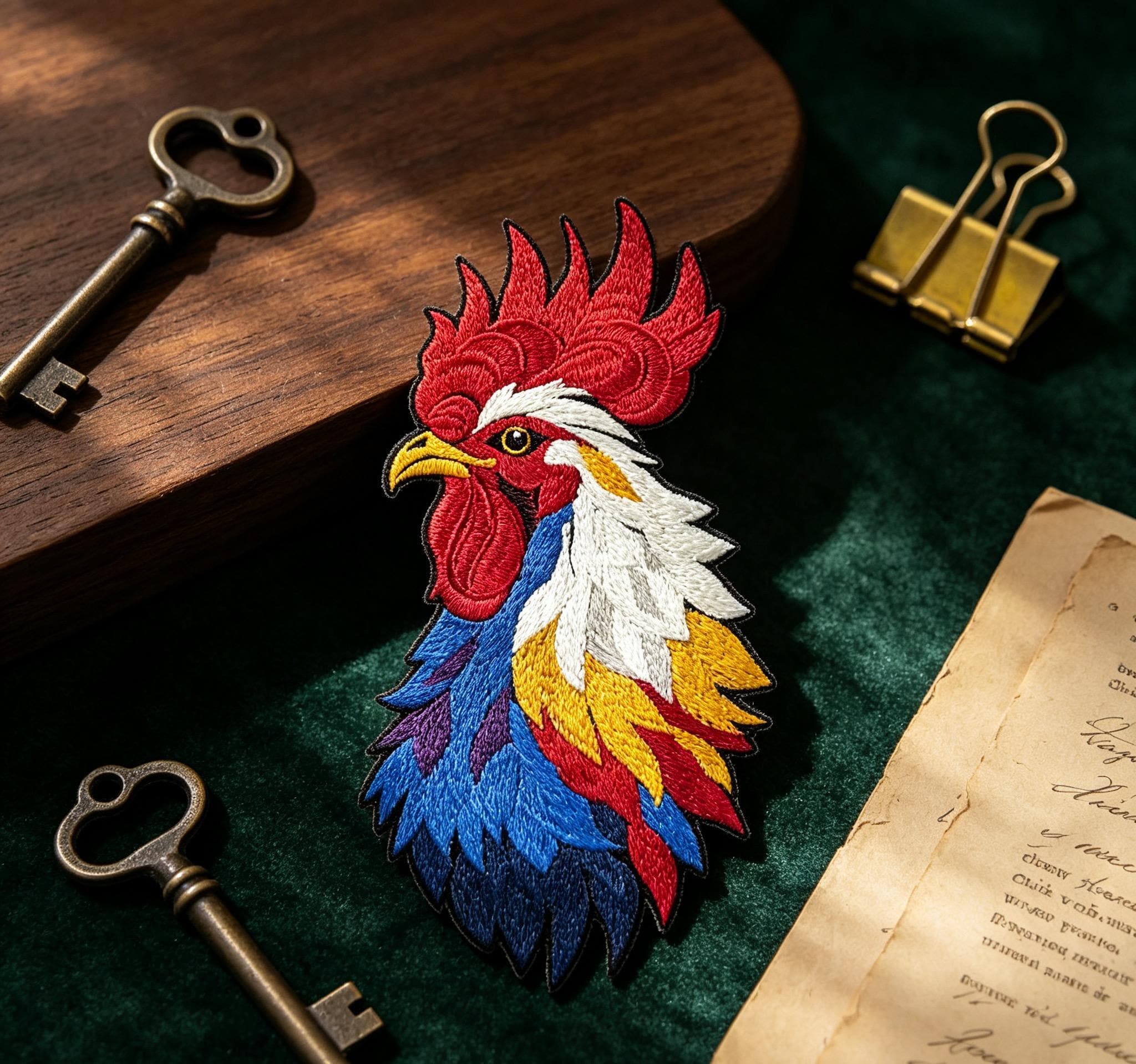 Colorful Rooster Embroidered Iron-On Patch - image 9