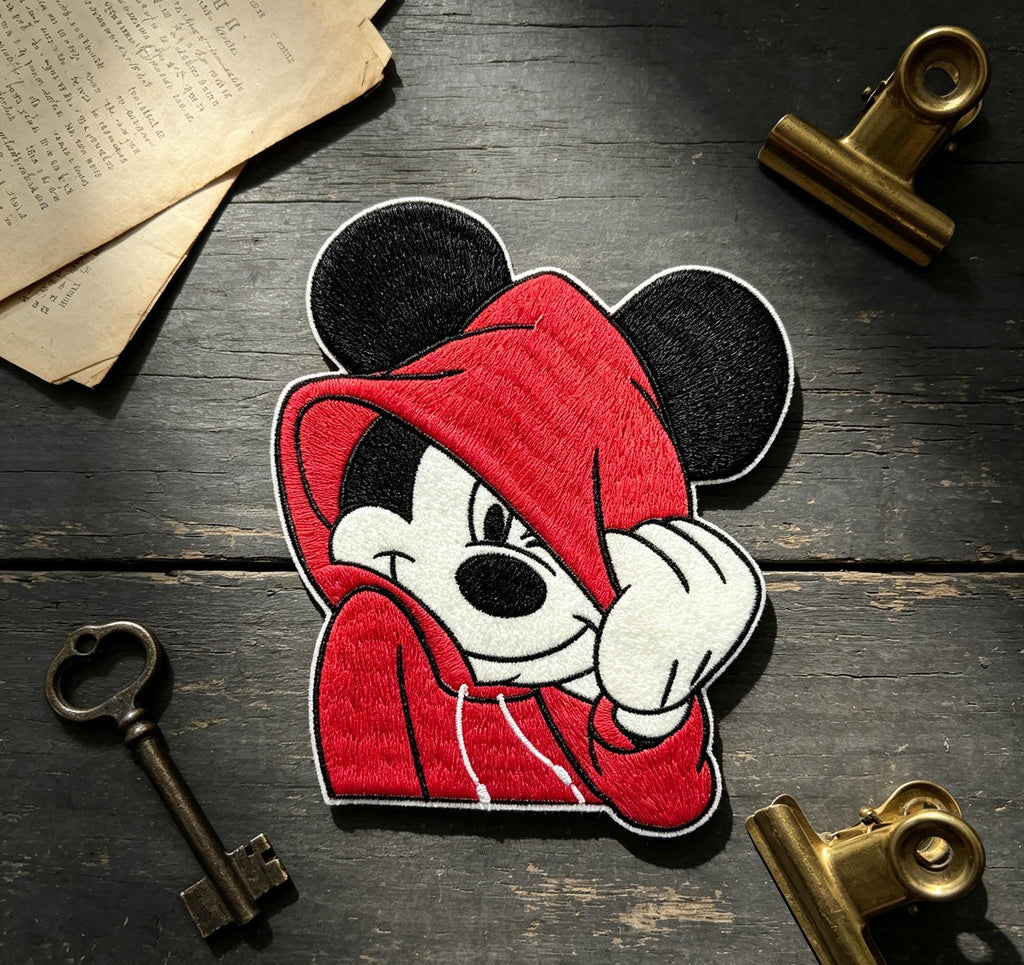 Cool Hoodie Mickey Iron-On Embroidered Patch - image 1